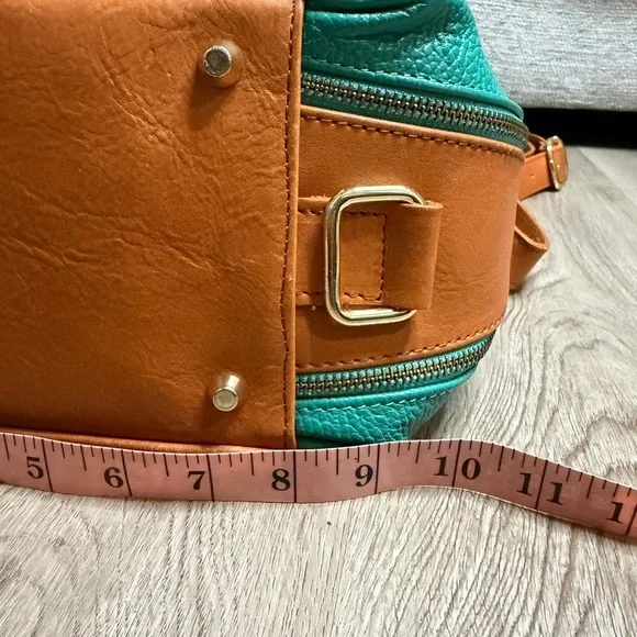 Valentina Teal and Brown Leather Shoulder Bag - Picture 15 of 16